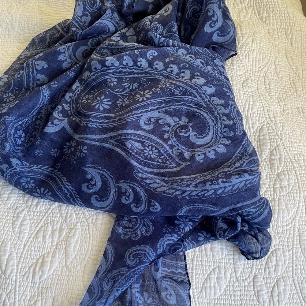 Blue paisley large scarf, shawl or sarong.